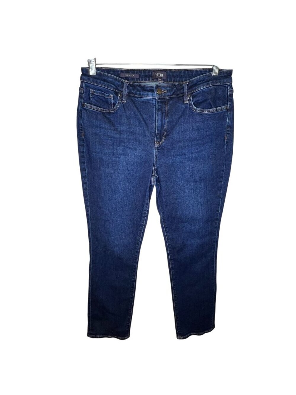 NYDJ Sheri Slim Jeans Dark Wash Denim Size 12 Stretch Cotton Blend